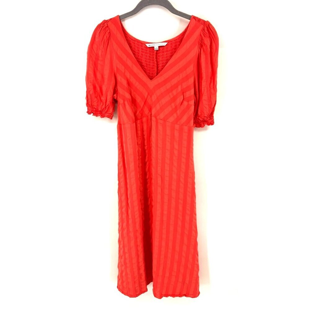 The Nines by Hatch Womens Maternity Dress Smocked Striped Puff Sleeve XSmall